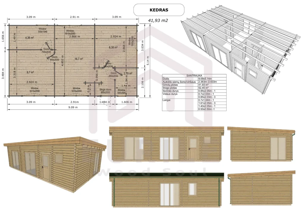 Kedras projekto brėžinys